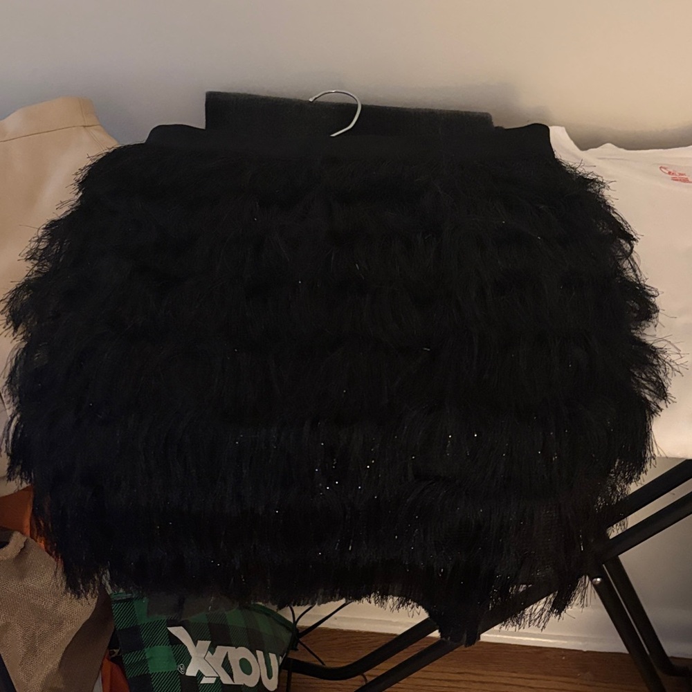 BCBGMaxAzria Black Textured A-Line Skirt